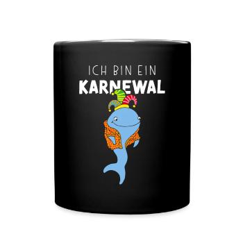 Ich bin ein Karnewal Karneval Fasching Konfetti - Tasse einfarbig - Schwarz - Vorne