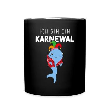 Ich bin ein Karnewal Karneval Konfetti Narrenkappe - Tasse einfarbig - Schwarz - Vorne
