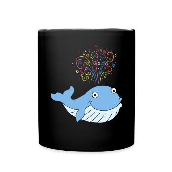 Carnival, Carnival, Confetti, Whale, Confetti Rain - Full Colour Mug - black - Front