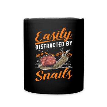 Schnecke Geschenk Weinbergschnecke - Tasse einfarbig - Schwarz - Vorne