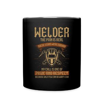 Schweißschweißarbeiterin Metallbearbeitungs - Tasse einfarbig - Schwarz - Vorne