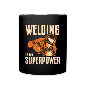 Schweißschweißarbeiterin Metallbearbeitungs - Tasse einfarbig - Schwarz - Vorne