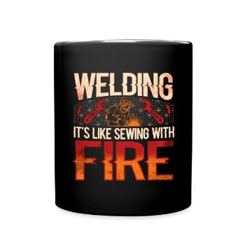 Schweißschweißarbeiterin Metallbearbeitungs - Tasse einfarbig - Schwarz - Vorne