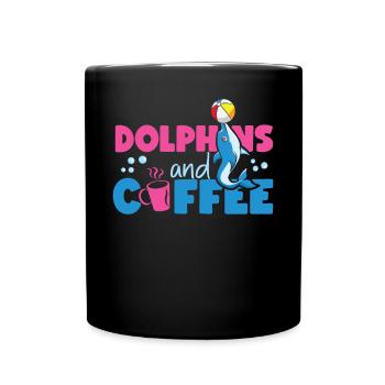 Dolphin Coffee Dolphins And Coffee - Full Colour Mug - black - Front