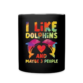 Aquarelle de dauphin j’aime les dauphins - Mug uni - noir - Devant
