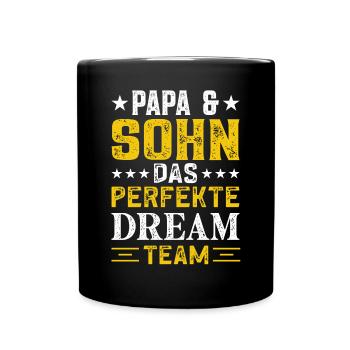 Vater und Sohn das perfekte Team Papa und Sohn - Tasse einfarbig - Schwarz - Vorne