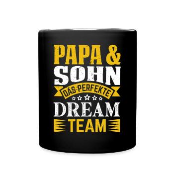 Vater und Sohn das perfekte Team Papa und Sohn - Tasse einfarbig - Schwarz - Vorne