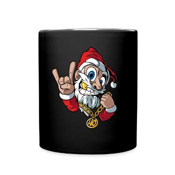 Santa Rock Weihnachten - Tasse einfarbig - Schwarz - Vorne