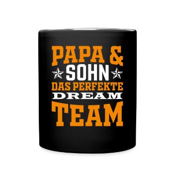Vater und Sohn das perfekte Team Papa und Sohn - Tasse einfarbig - Schwarz - Vorne