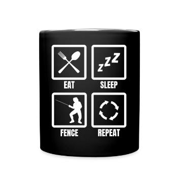 Eat Sleep Fence Repeat - Tasse einfarbig - Schwarz - Vorne