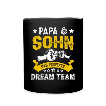 Vater und Sohn das perfekte Team Papa und Sohn - Tasse einfarbig - Schwarz - Vorne