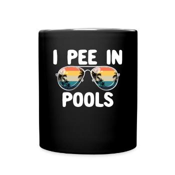 Ich pinkle in Pools Retro Urlaubshumor Schwimmen - Tasse einfarbig - Schwarz - Vorne