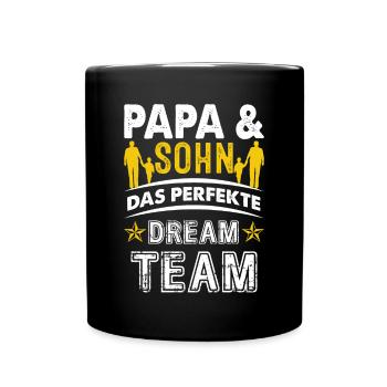 Vater und Sohn das perfekte Team Papa und Sohn - Tasse einfarbig - Schwarz - Vorne