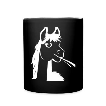 Lama Drôle Silhouette Effronté Amusant Lamas - Mug uni - noir - Devant