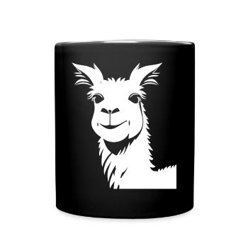Lustige Lama Silhouette Freche lustige Lamas - Tasse einfarbig - Schwarz - Vorne