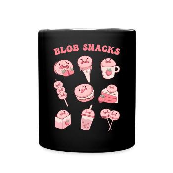 Kawaii Blobfish Strawberry Snacks - Full Colour Mug - black - Front