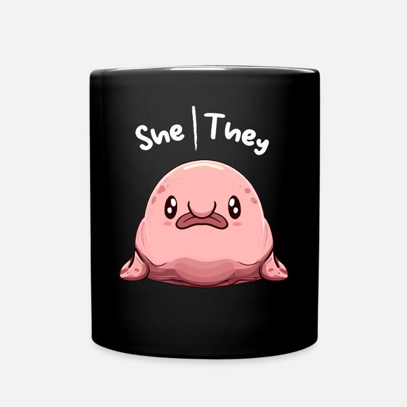 Kawaii Non Binary Queer Pronouns Blobfish Pronouns - Tasse einfarbig - Schwarz