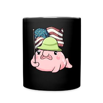 Kawaii patriotique Blobfish 4 juillet drapeau américain - Mug uni - noir - Devant