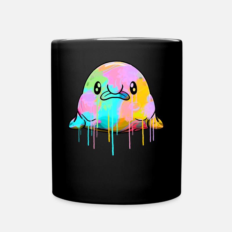 Kawaii Blobfisch tropft Farbe - Tasse einfarbig - Schwarz