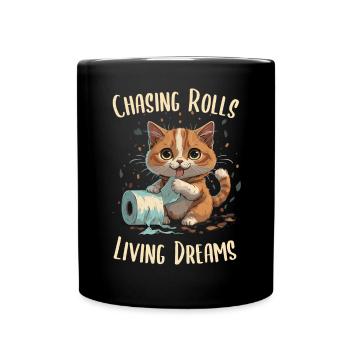 Rouleaux de papier culbutants : chat joueur - Mug uni - noir - Devant