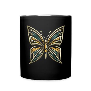 Vintage Wings: Butterfly in Art Deco Style - Full Colour Mug - black - Front
