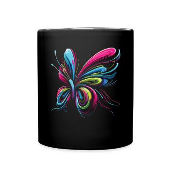 Flight of Fantasy: Abstract Butterfly - Full Colour Mug - black - Front