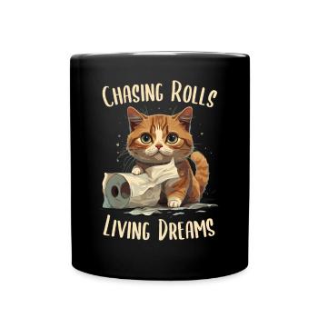 Cat Joy : Danse du papier toilette - Mug uni - noir - Devant