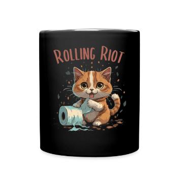 Aventure du rouleau de papier : Chat mignon - Mug uni - noir - Devant
