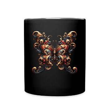 Splendeur baroque : Papillon majestueux - Mug uni - noir - Devant