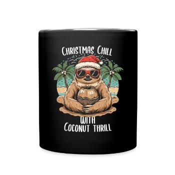 Noël tropical : paresseux et noix de - Mug uni - noir - Devant