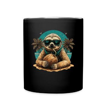 Tropen-Chill: Faultier mit Kokosnuss - Mug uni - noir - Devant