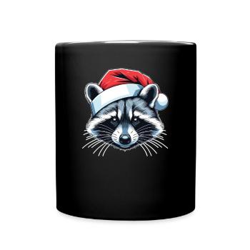 Raccoon Christmas Winter Animals Raccoons - Full Colour Mug - black - Front