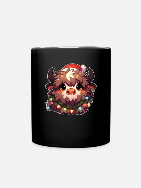 Weihnachtsmütze Weihnachten Lichterkette Yak - Tasse einfarbig - Schwarz