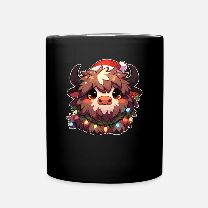 Weihnachtsmütze Weihnachten Lichterkette Yak - Tasse einfarbig - Schwarz