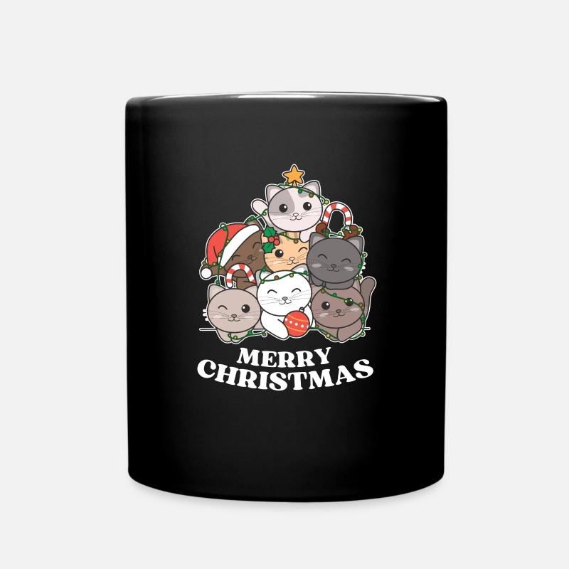 Frohe Weihnachten Katze Heiligabend Katzen - Tasse einfarbig - Schwarz