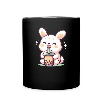 Kawaii Hasen Bubble Tea Boba Hase - Tasse einfarbig - Schwarz - Vorne