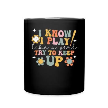 Groovy Baseball Fille Joueuse - Mug uni - noir - Devant