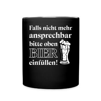 Falls nicht mehr ansprechbar bitte oben Bier - Tasse einfarbig - Schwarz - Vorne
