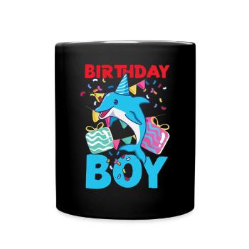 Dolphin Birthday Birthday Boy - Tasse einfarbig - Schwarz - Vorne