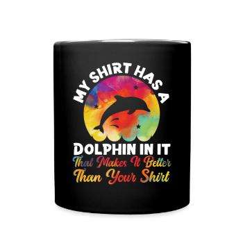 Dauphin aquarelle ma chemise a un - Mug uni - noir - Devant