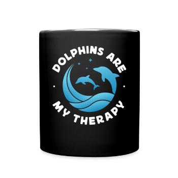Dauphins Les dauphins sont ma thérapie - Mug uni - noir - Devant
