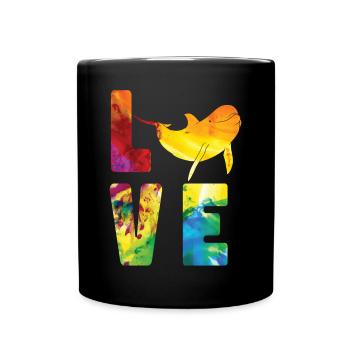 Dolphin Watercolor Love - Tasse einfarbig - Schwarz - Vorne
