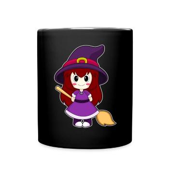 Girl Witch Broom - Full Colour Mug - black - Front