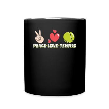 Peace Love Tennis Tennis Coach Tennis Player - Full Colour Mug - black - Front