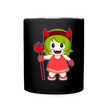 Girls Halloween Devil Trident - Full Colour Mug - black - Front