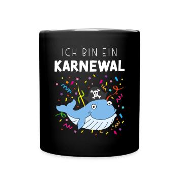 Ich bin ein Karnewal Karneval Konfetti Piraten - Tasse einfarbig - Schwarz - Vorne