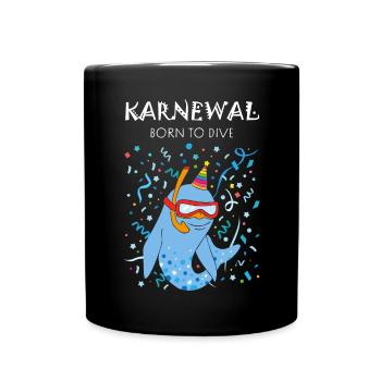 Karneval Konfetti Tauchen Taucher Tauchschein - Tasse einfarbig - Schwarz - Vorne
