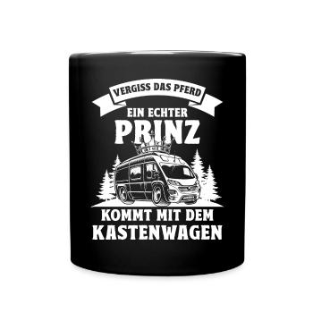 Kastenwagen Camper - Vergesst das Pferd - Tasse einfarbig - Schwarz - Vorne