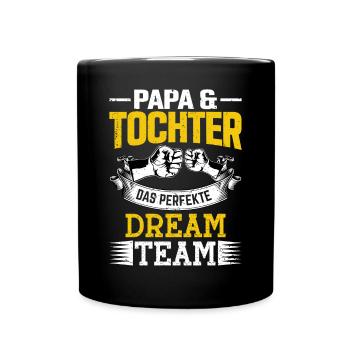 Papa und Tochter das perfekte Team Vater Tochter - Tasse einfarbig - Schwarz - Vorne