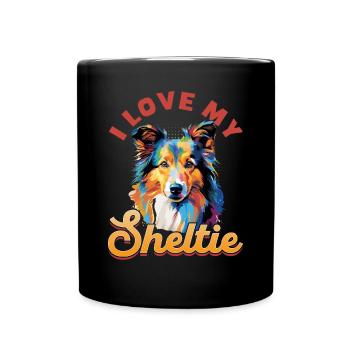 Shetland Sheepdog Dog Sheltie - I love my Sheltie - Full Colour Mug - black - Front